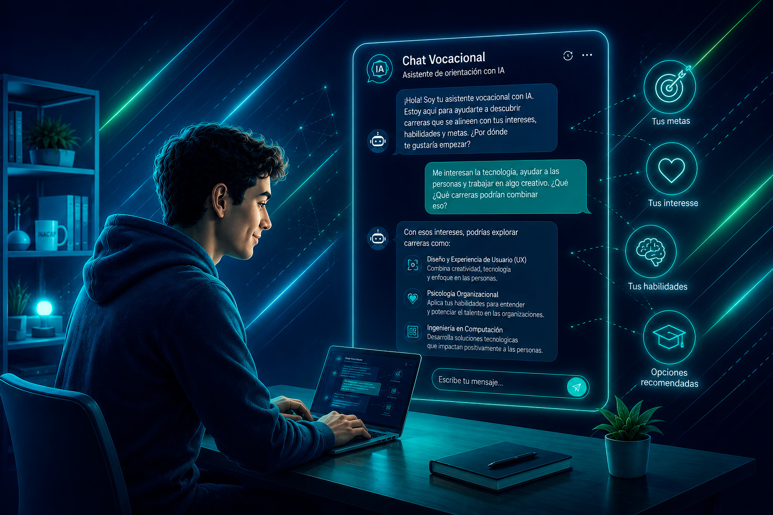 Chat vocacional IACAP, imagen generada con inteligencia artificial