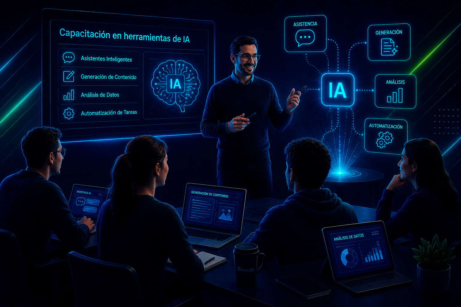 Formación en la IA para docentes, imagen generada con inteligencia artificial