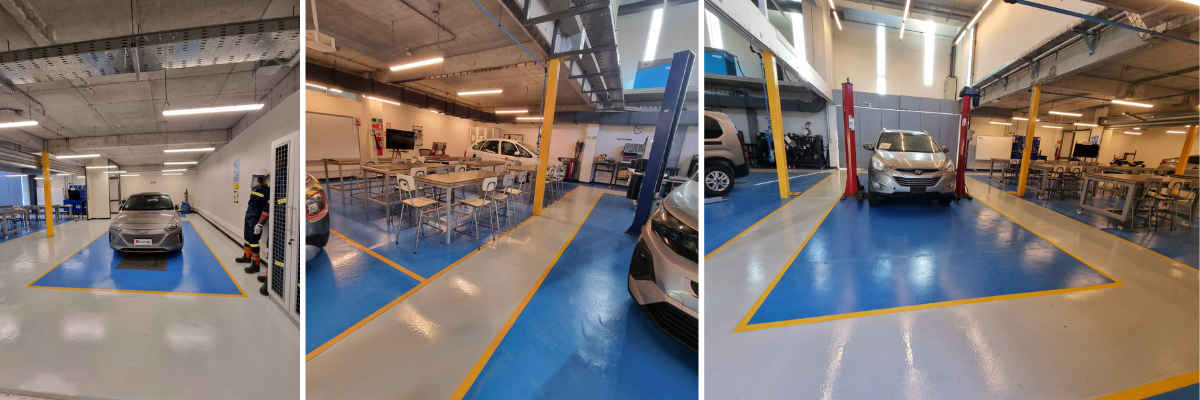 Imágenes del taller de mecánica automotriz y las mejoras realizadas por los estudiantes y docentes de INACAP Antofagasta