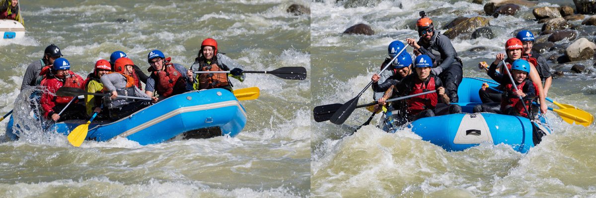Estudiantes de Turismo realizando Rafting