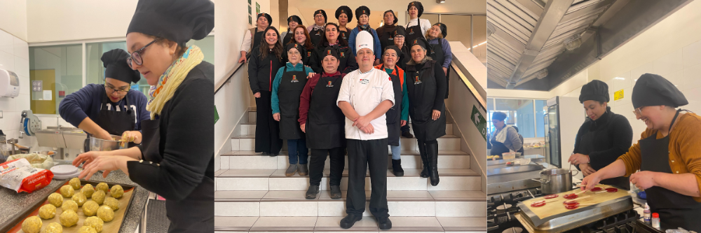 Emprendedoras aplicando lo aprendido en talleres de Gastronomía
