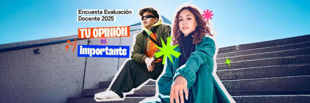 imagen de dos jóvenes invitando a responder la encuesta
