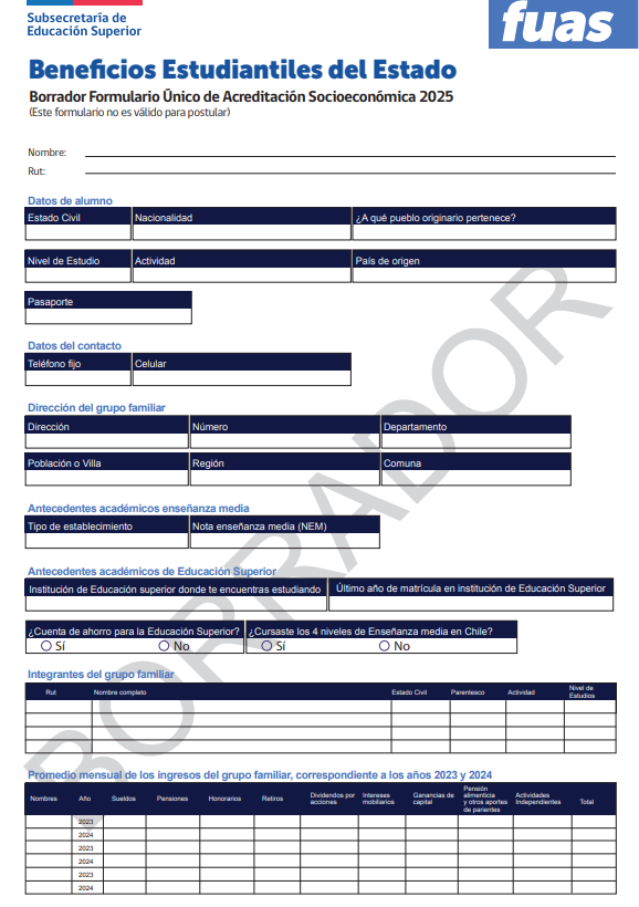 formulario FUAS