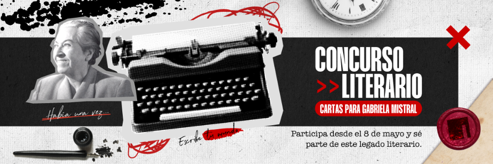Imagen con foto de Gabriela Mistral que invita a participar del concurso