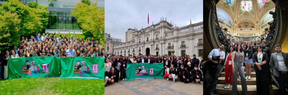 Grupo de 3 fotografías de jóvenes en encuentro estduiantil