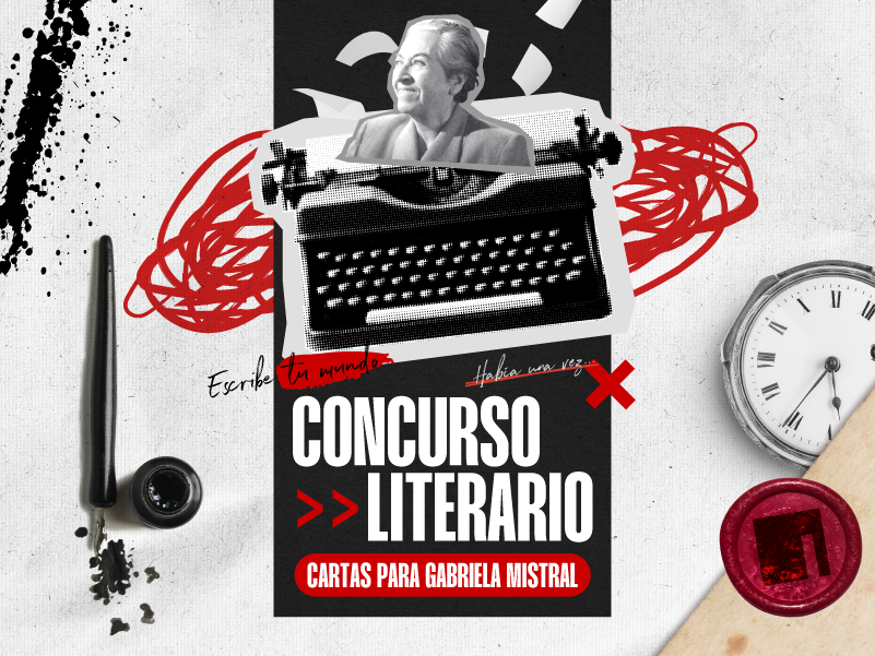 Imagen con foto de Gabriela Mistral que invita a participar del concurso